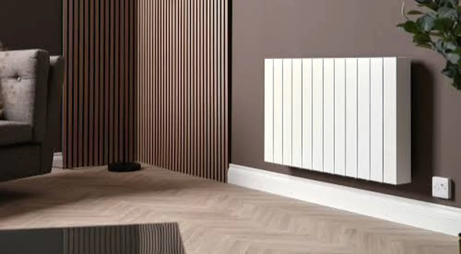 Modern electric radiator installed in a home