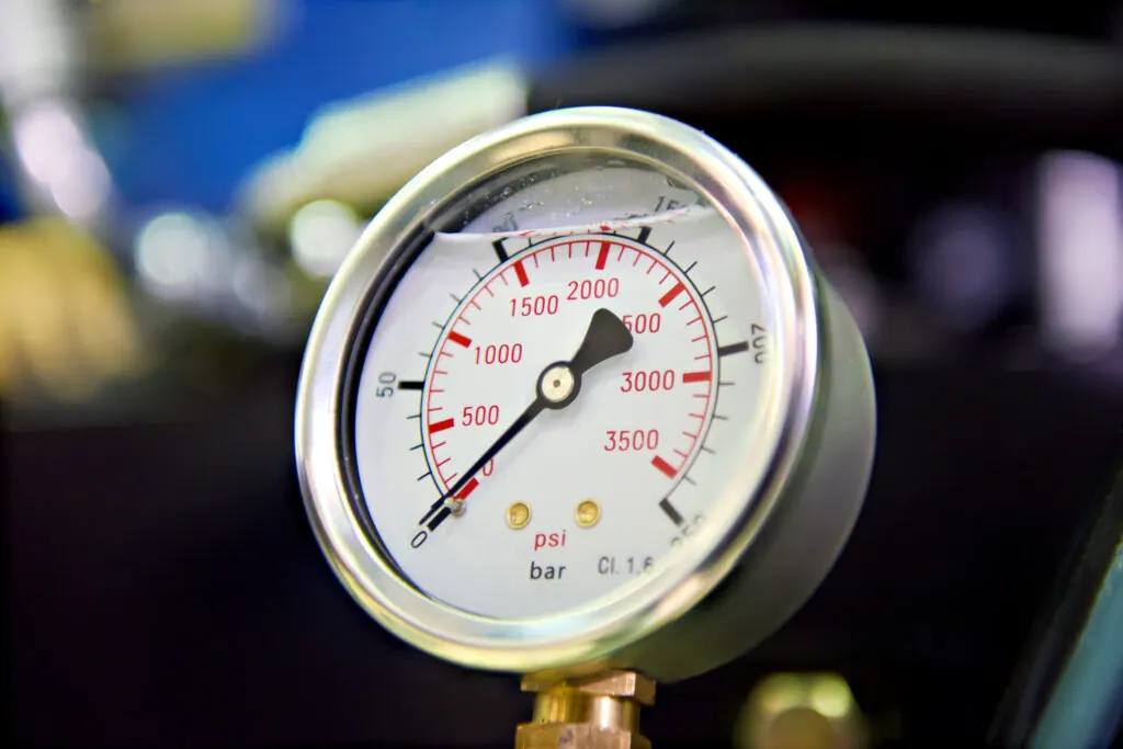 Pressure meter with arrow closeup