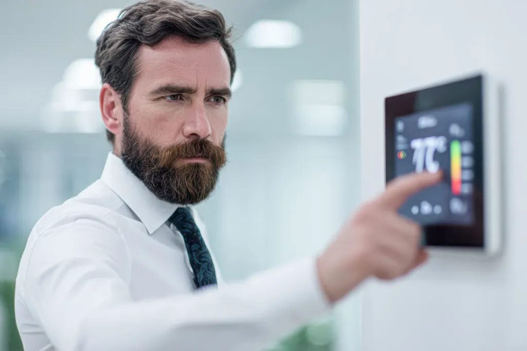 Manager turning down the thermostat.