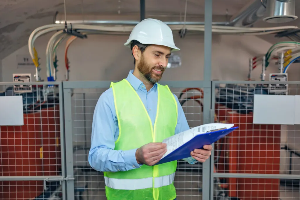 Gas Safe engineer completing gas safety certificate Scotland documentation during landlord boiler service inspectio
