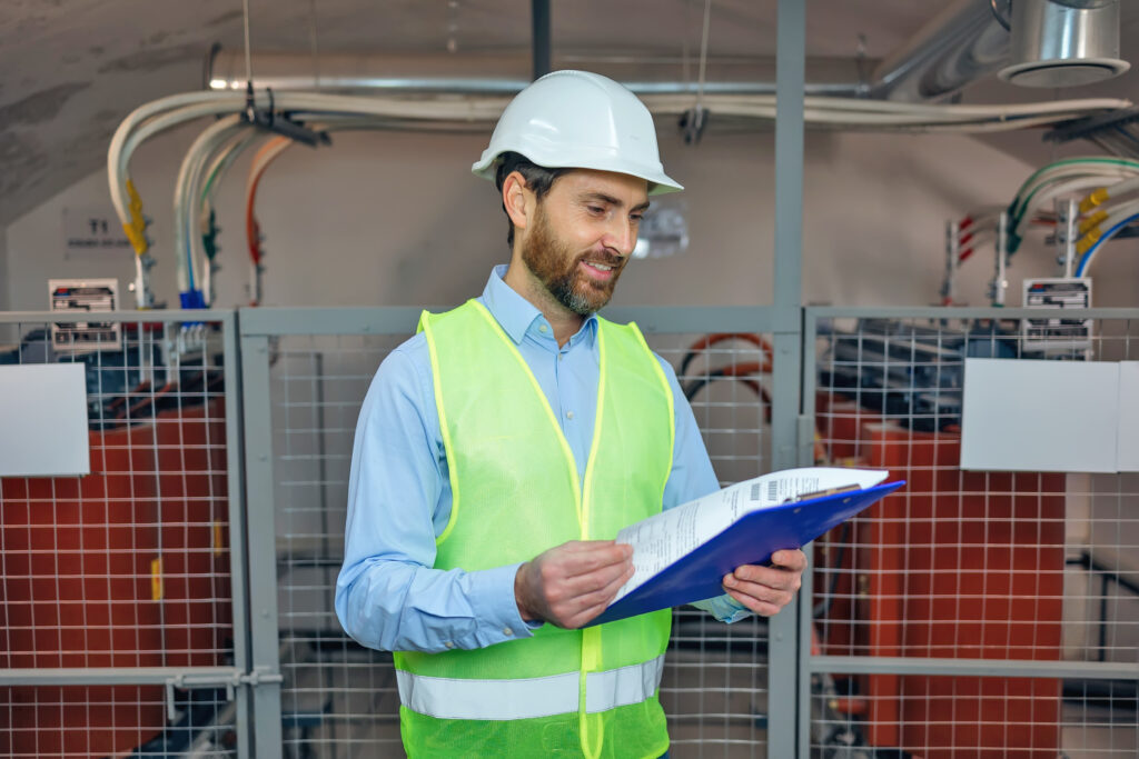 Gas Safe engineer completing gas safety certificate Scotland documentation during landlord boiler service inspectio