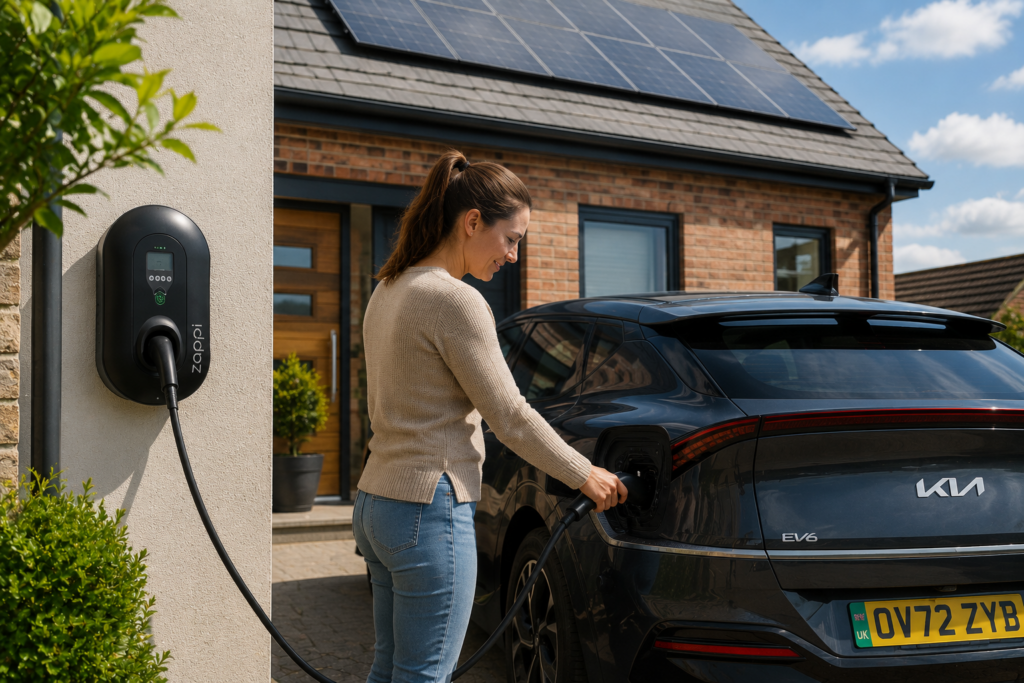 Customer charging car with EV from solar pannels